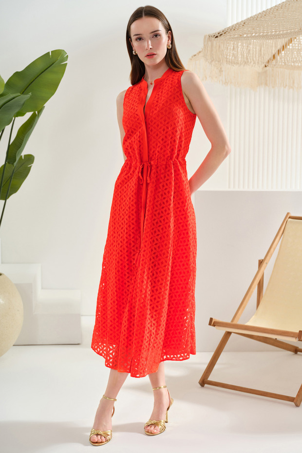 Dokulu Midi Boy Elbise - 2