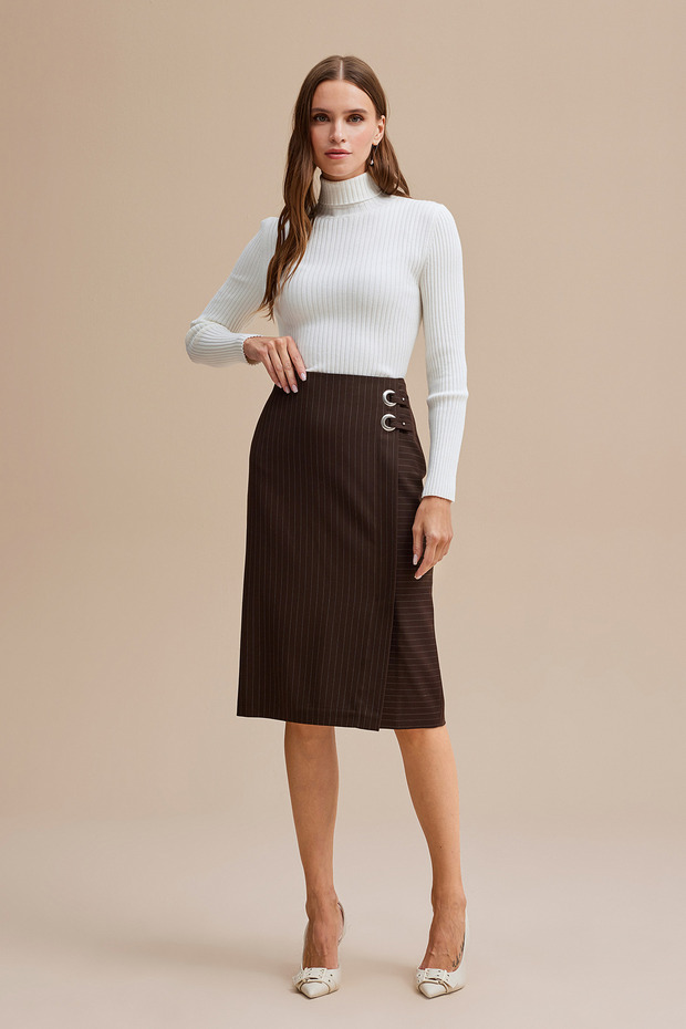 Çizgili Midi Boy Etek - 3