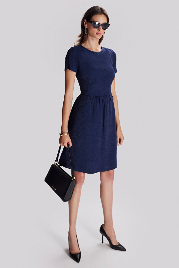 Dokulu Diz Boy Elbise - 3