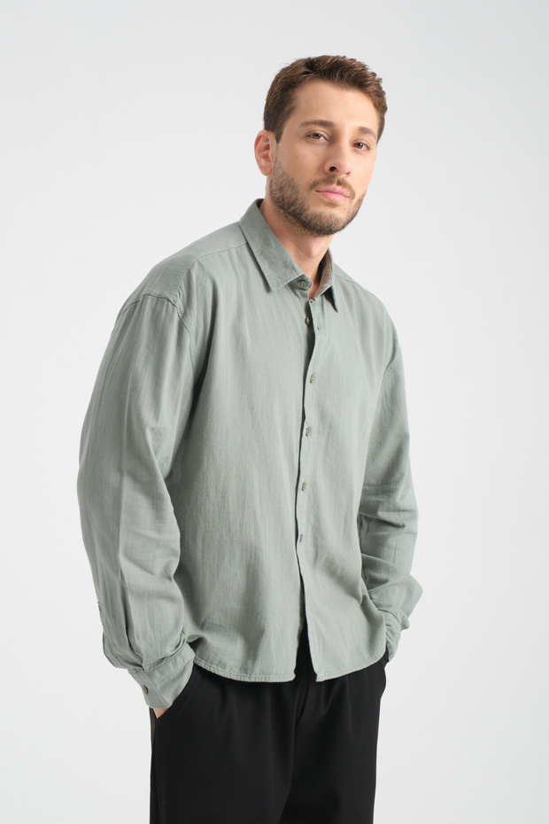 Bond Keten Oversize Rahat Kalıp Premium Kumaş Basic Gömlek - 1
