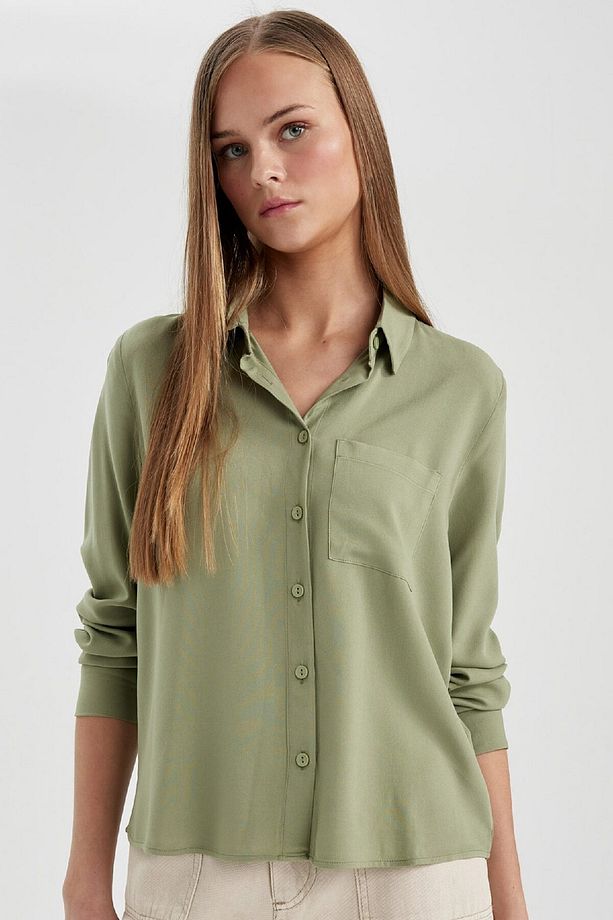Regular Fit Basic Düz Uzun Kollu Gömlek W3614az24sp - 1