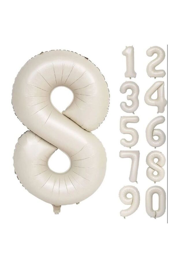 Foil Balloon Number 8 Helium Balloon 76 Cm Cream Color - 8 Year Old Balloon - Birthday Party Set Supplies