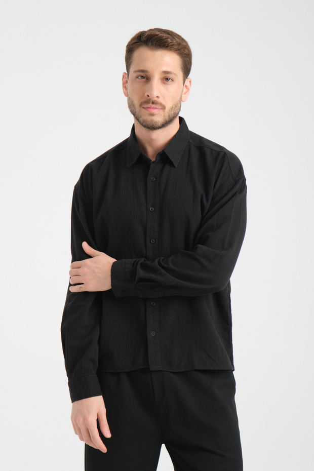 Bond Keten Oversize Rahat Kalıp Premium Kumaş Basic Gömlek - 1