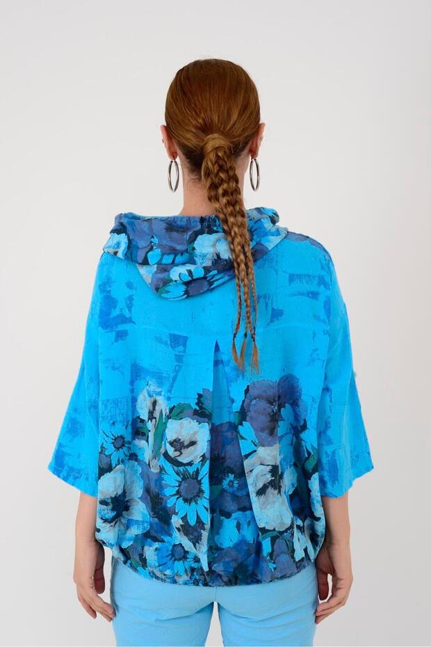 24362 Spring Flower Patterned Linen Jacket - 4