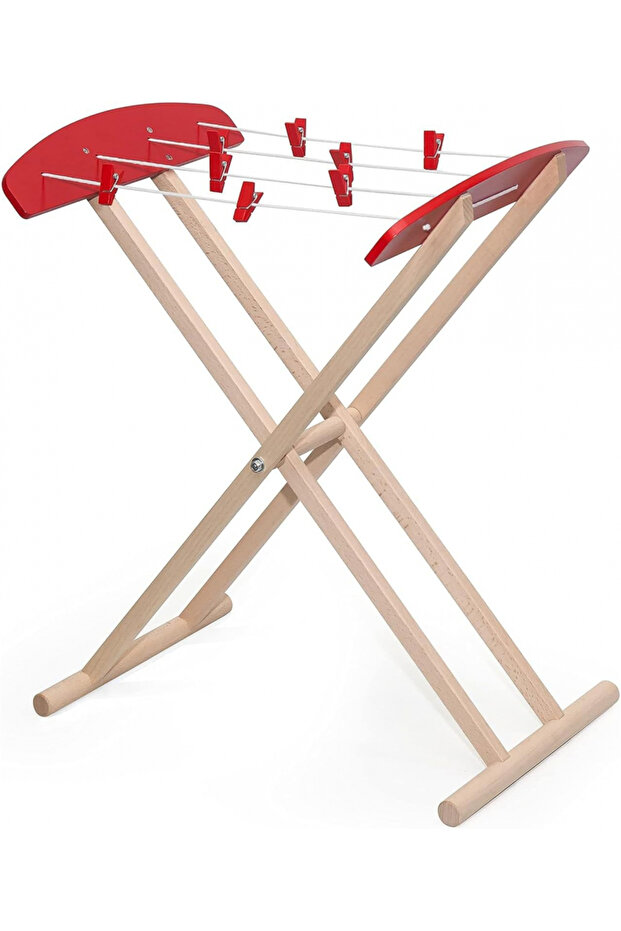 Pretend Play Wooden Clothes Horse for Kids Ages 3+ Years - 1