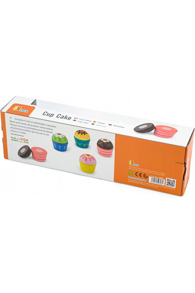 Mix and Match Wooden Cupcakes - Childrens Pretend Play Food Kitchen Toy - 6