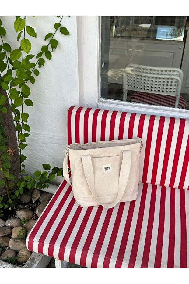 Kanvas Çıtçıtlı Çanta Ayarlanabilir Çapraz Askılı Kadın El Ve Omuz Çantası U:30 E:35 G:10 Cm - 3