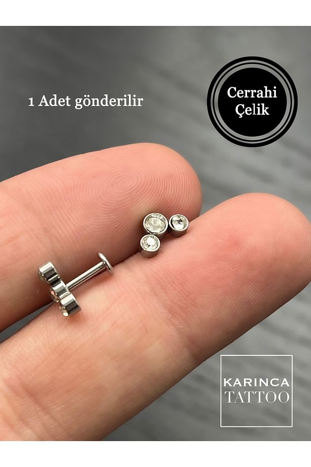 Zarif Elit Moda Yüksek Kalite Cerrahi Çelik Conch Forward Helix Kıkırdak Tragus Piercing Taşlı Küpe - 1