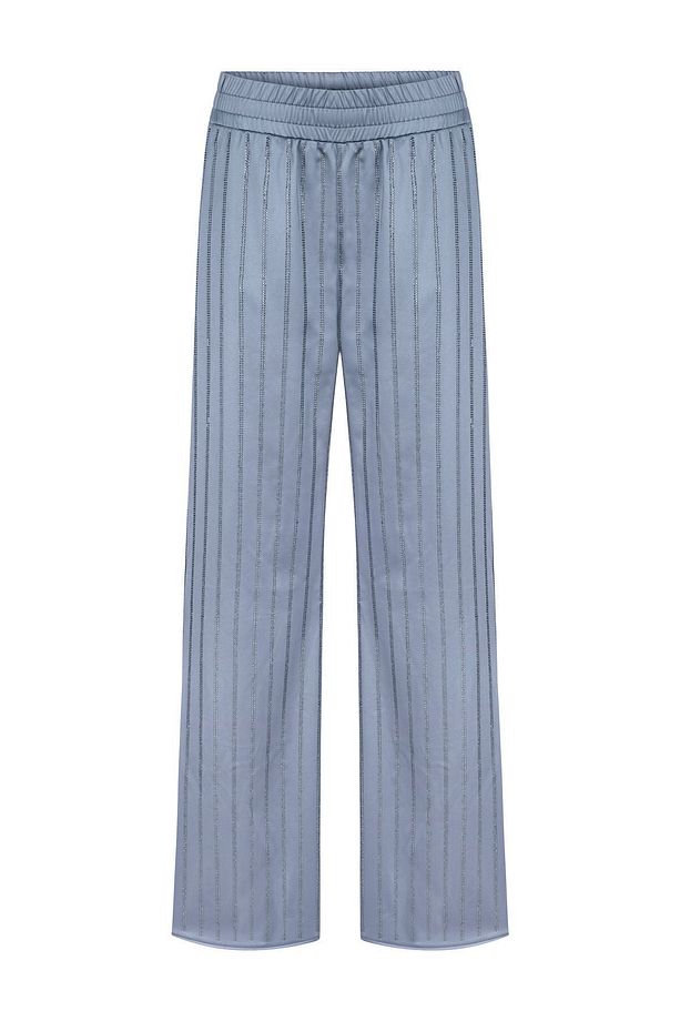Luminescent Crystal Pant In Gray Kadın Gri Taş Şerit Detaylı Parlak Düz Kesim Pantolon - 5