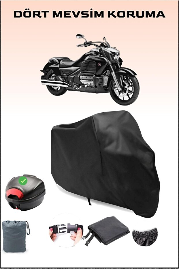 Black Honda Valk-Yrie F6C Rear Bag Compatible Motorcycle Tarpaulin Waterproof Durable Fabric
