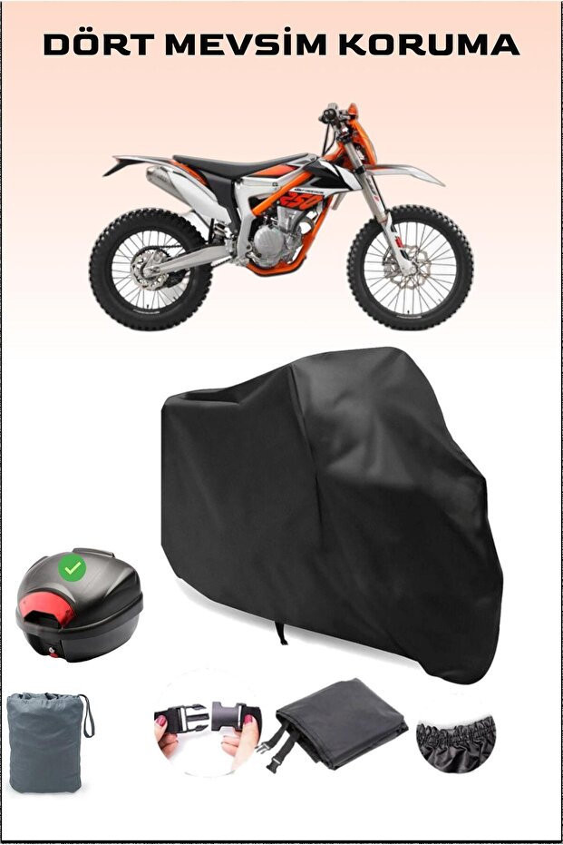 Black Ktm 250 F Freeride Rear Bag Compatible Motorcycle Tarpaulin Waterproof Durable Fabric