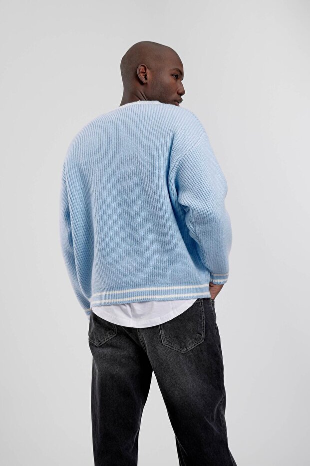 Bebe Mavisi V Yaka Triko - 3