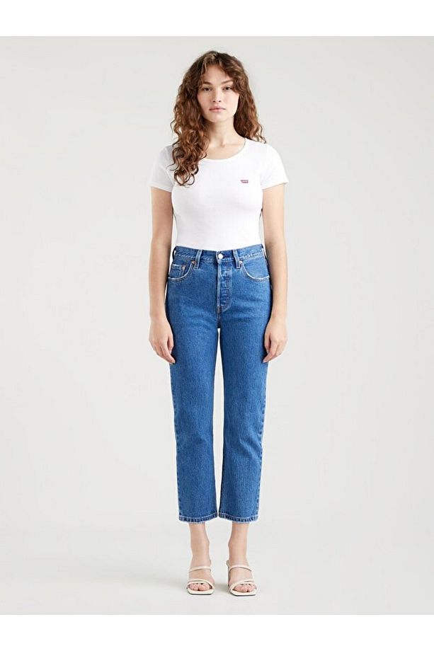 501 Regular Fit Yüksek Bel Cropped Jeans  KOT PANTOLON A7739 - 2