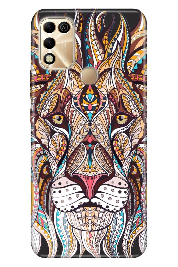 Infinix Hot 11 Play Case Silicone Moderna Illustrated Patterned Lion Mandala