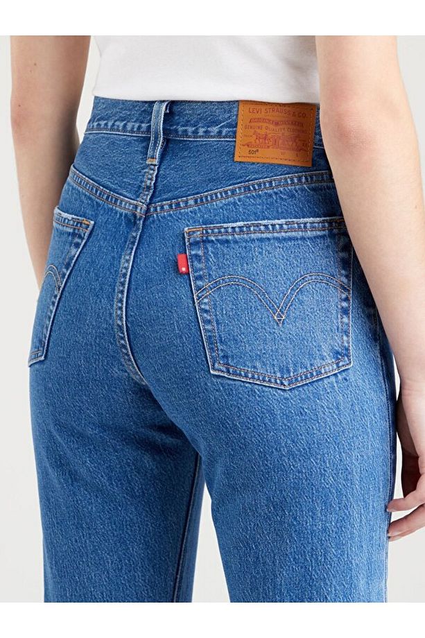 501 Regular Fit Yüksek Bel Cropped Jeans  KOT PANTOLON A7739 - 8