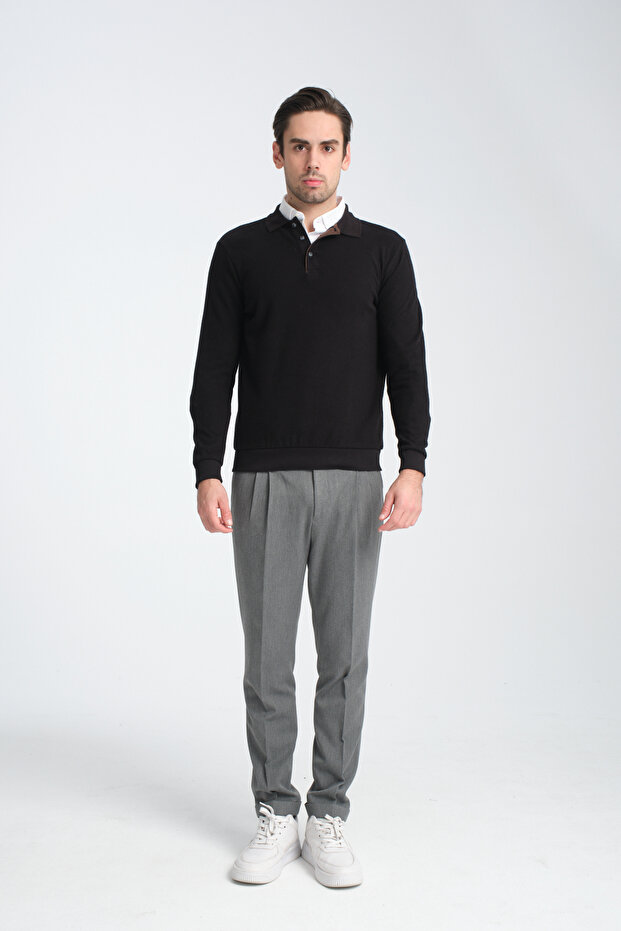 سويت شيرت رجالي شتوي ذو قصة عادية وياقة بولو - 2