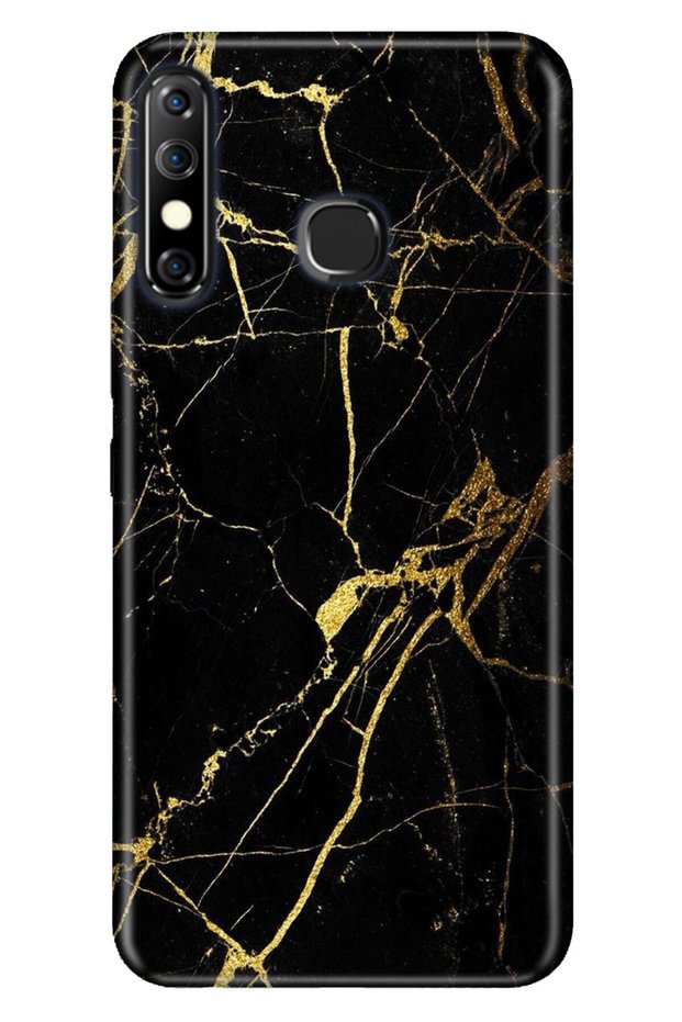 Infinix Hot 8 Case Colored Pictorial Silicone Yellow Black Marble