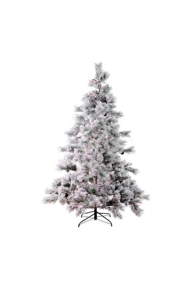 New Year Yılbaşı Karlı Kozalak ve Çiçekli Çam Ağacı 1030 Dal 210 cm - 4