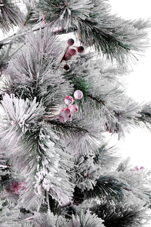 New Year Yılbaşı Karlı Kozalak ve Çiçekli Çam Ağacı 1030 Dal 210 cm - 6