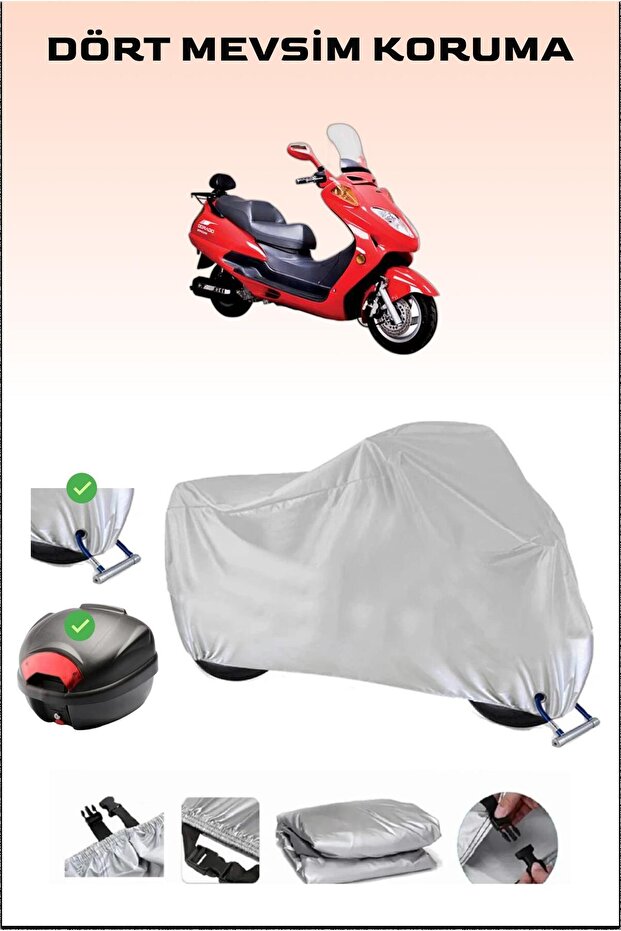Dorado Sandor 250 Gray Motorcycle Tarpaulin - Back Bag and Lock Compatible, Safe