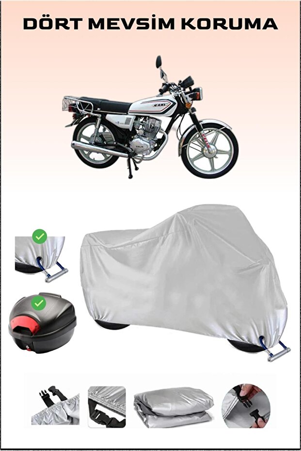 Gray Steel Motor Classic 125 Motorcycle - Rear Bag and Lock Compatible, Safe