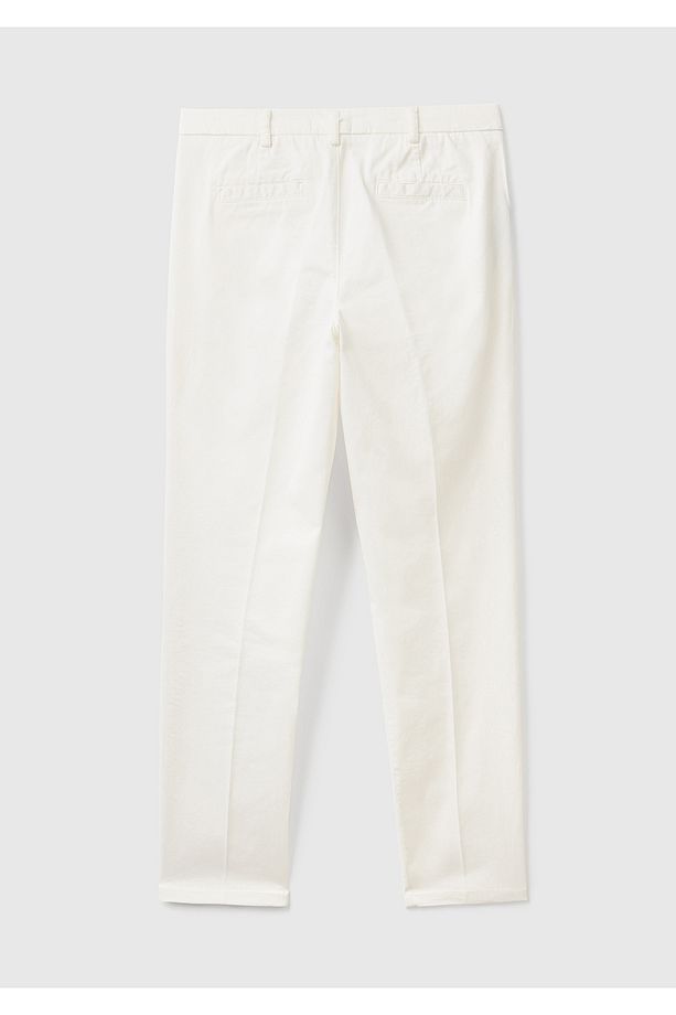 Kadın Beyaz Elastanlı Basic Chino Pantolon - 4