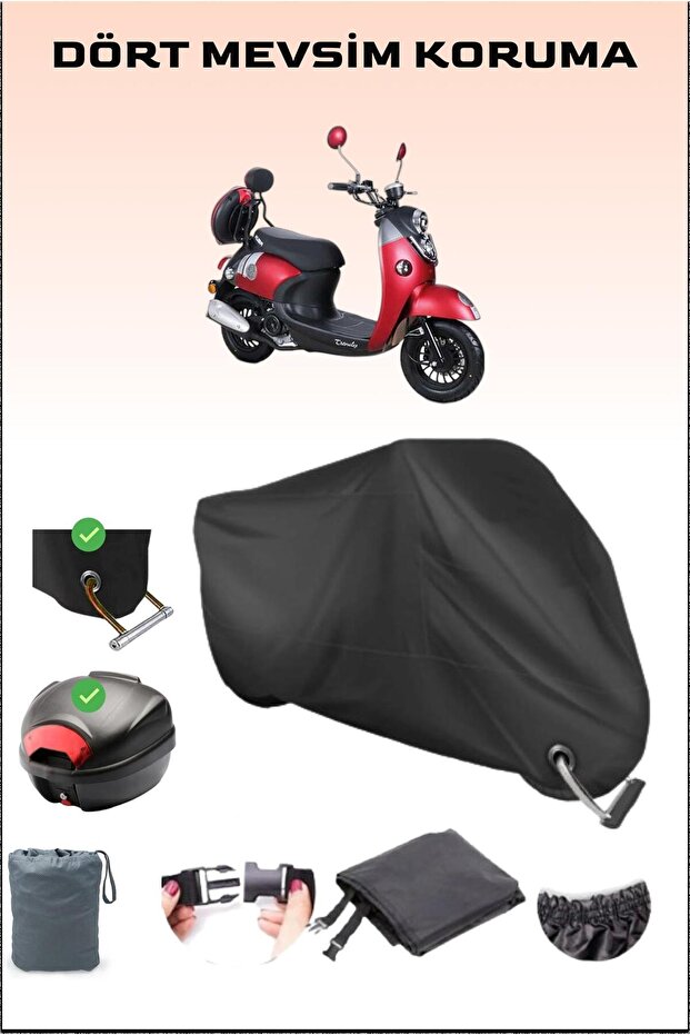 Black Kuba Trendy Rear Bag and Lock Compatible Motorcycle Tarpaulin for Xc 50, Safe