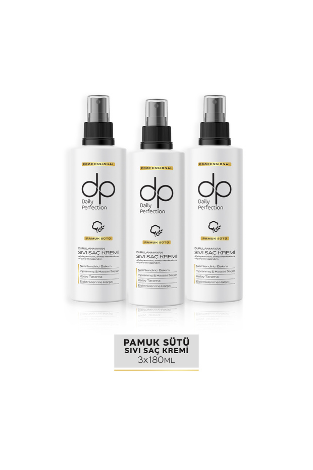 Liquid Hair Care Cream Leave-In Cotton Milk 180 ml X 3 Pieces