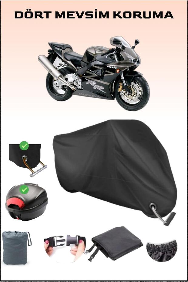 Black Rear Bag and Lock Compatible Motorcycle Tarpaulin for Honda Cbr 954 Rr, Safe