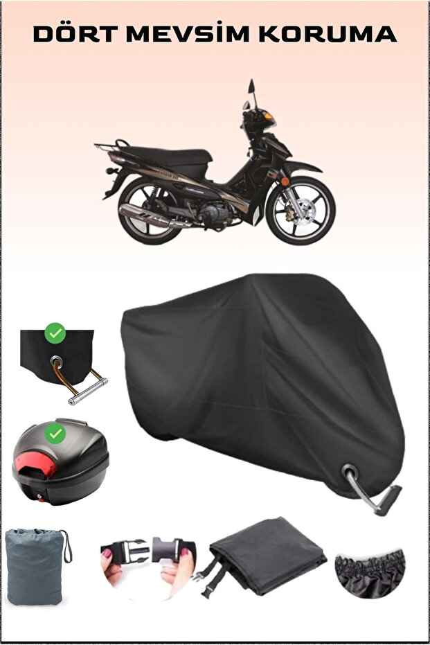 Black Rks Rear Bag and Lock Compatible Motorcycle Tarpaulin for Jaguar 100, Secure