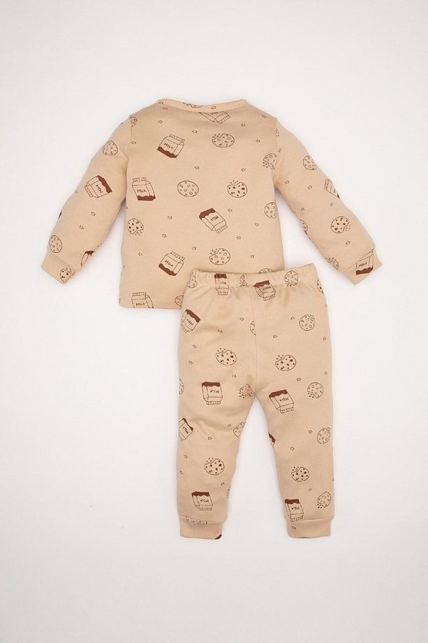 Erkek Bebek Pijama Takımı Süt Baskılı Uzun Kollu Üst Uzun Alt D5350a524wn - 5
