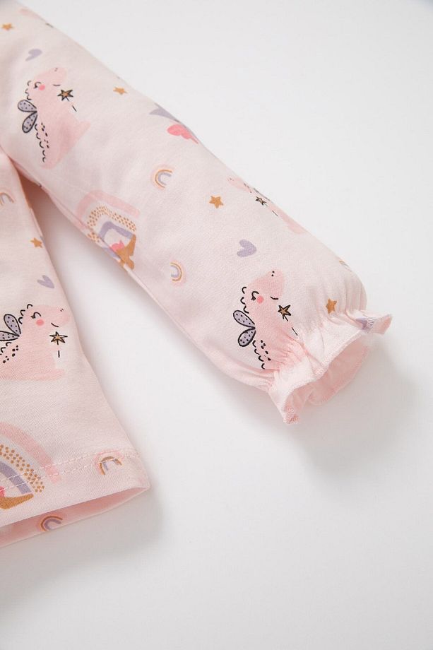 Kız Bebek Pijama Takım Dinazor Penye Baskılı Uzun Kollu Üst Uzun Alt D3621a524wn - 5
