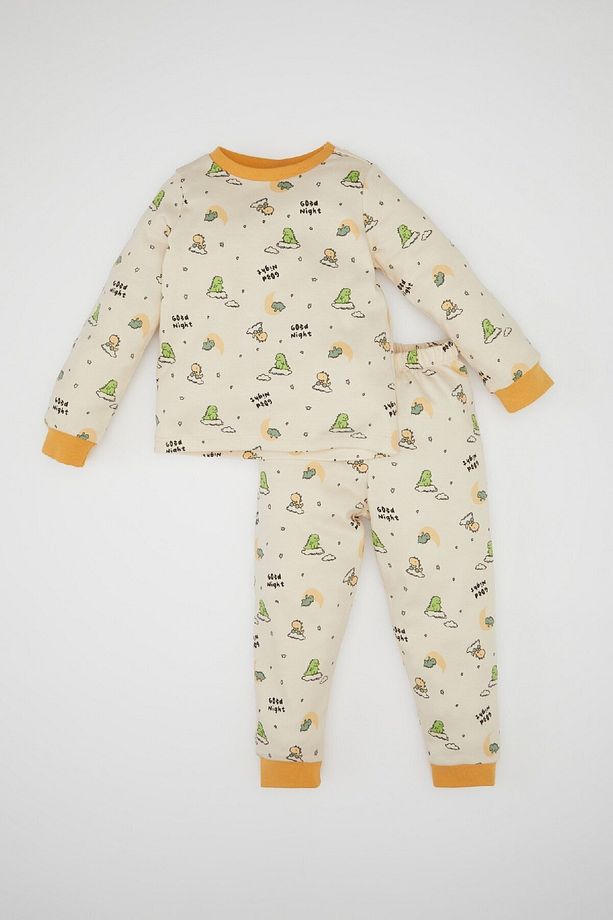 Erkek Bebek Pijama Takımı Dinazor Baskılı Uzun Kollu Üst Uzun Alt D3437a524wn - 1