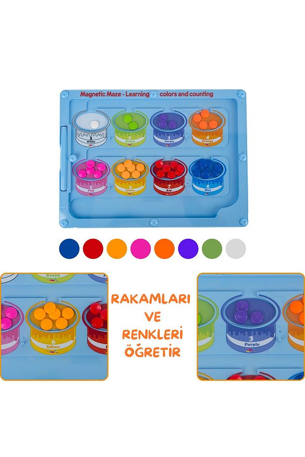 Steam Manyetik Eğitim Tahtası - Renkler Ve Sayılar - Okul Öncesi Dikkat Ve Aktivite Seti - 4