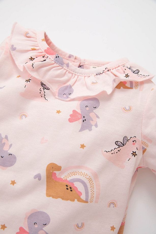 Kız Bebek Pijama Takım Dinazor Penye Baskılı Uzun Kollu Üst Uzun Alt D3621a524wn - 3
