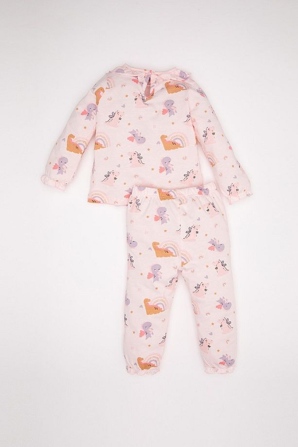 Kız Bebek Pijama Takım Dinazor Penye Baskılı Uzun Kollu Üst Uzun Alt D3621a524wn - 6