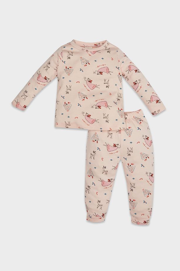 Kız Bebek Pijama Takımı Yılbaşı Temalı Uzun Kollu Üst Uzun Alt D7161a524wn - 1