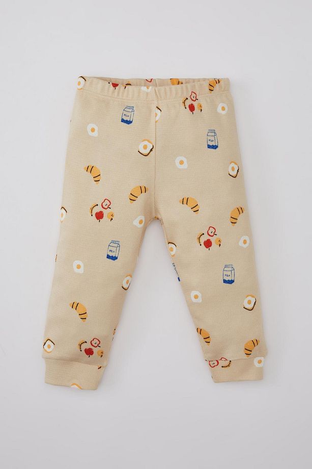 Erkek Bebek Yiyecek Baskılı Uzun Kollu Waffle Pijama Takımı C0730a524sp - 2