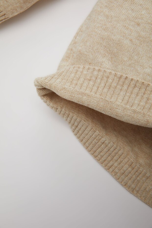 Erkek Bebek Bej Bisiklet Yaka Basic Düz Triko Kazak A5036a524au - 4