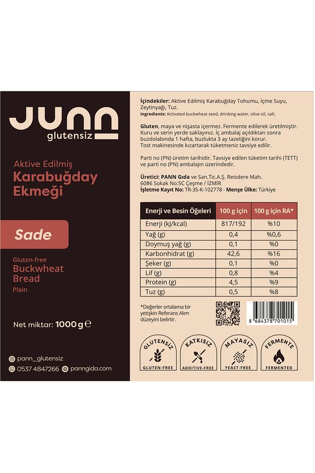 Glutensiz Karabuğday Ekmeği, Sade_3x1000gr_mayasız, Aktive Edilmiş Karabuğday Tohumu - 6