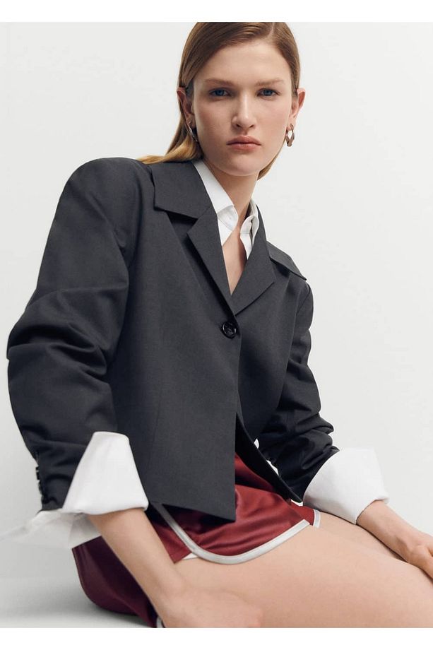 Kısa yün blazer ceket - 5