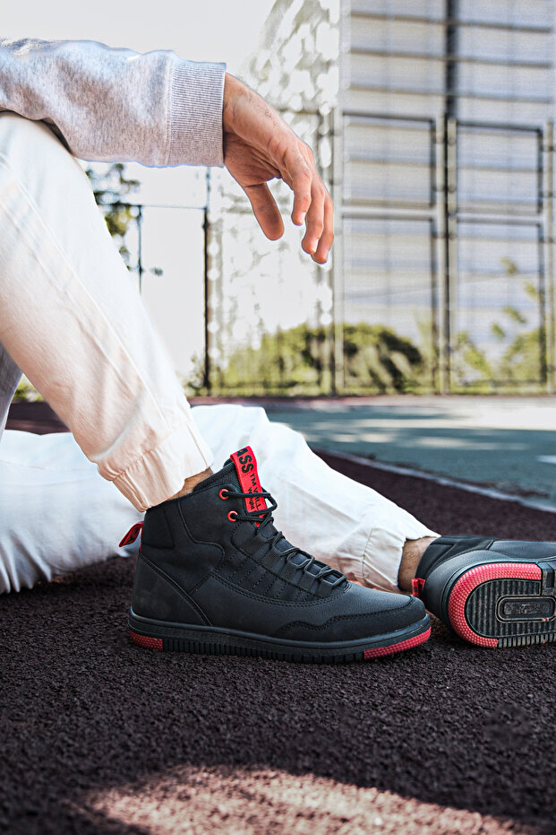 Siyah Kırmızı Erkek Sneaker Bot 00122262 - 6