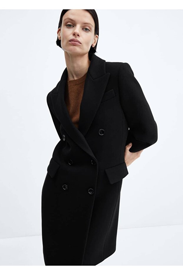 Kruvaze Yün Palto - 1