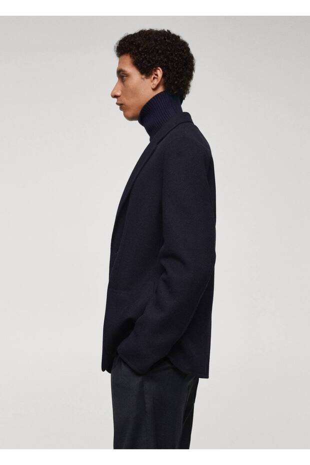 Elde dikilmiş yünlü blazer ceket - 6