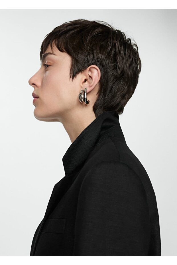 Düğmeli keten blazer ceket - 7