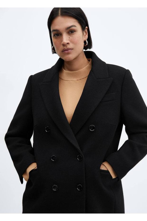 Kruvaze Yün Palto - 7