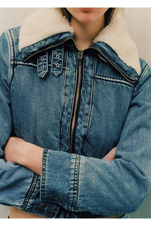 Furry denim jacket - 8