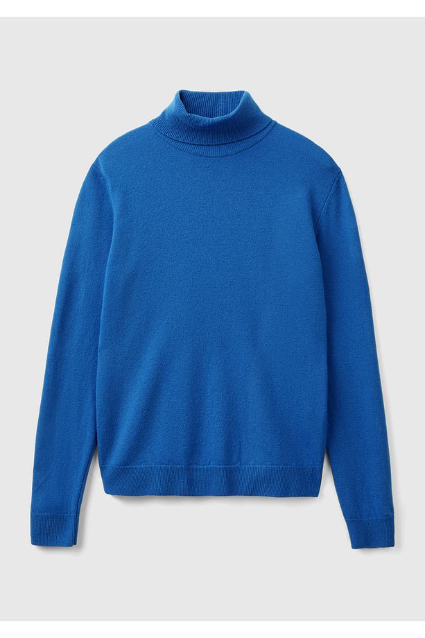 Kadın Gece Mavisi Dik Yaka %100 Merino Kazak - 2