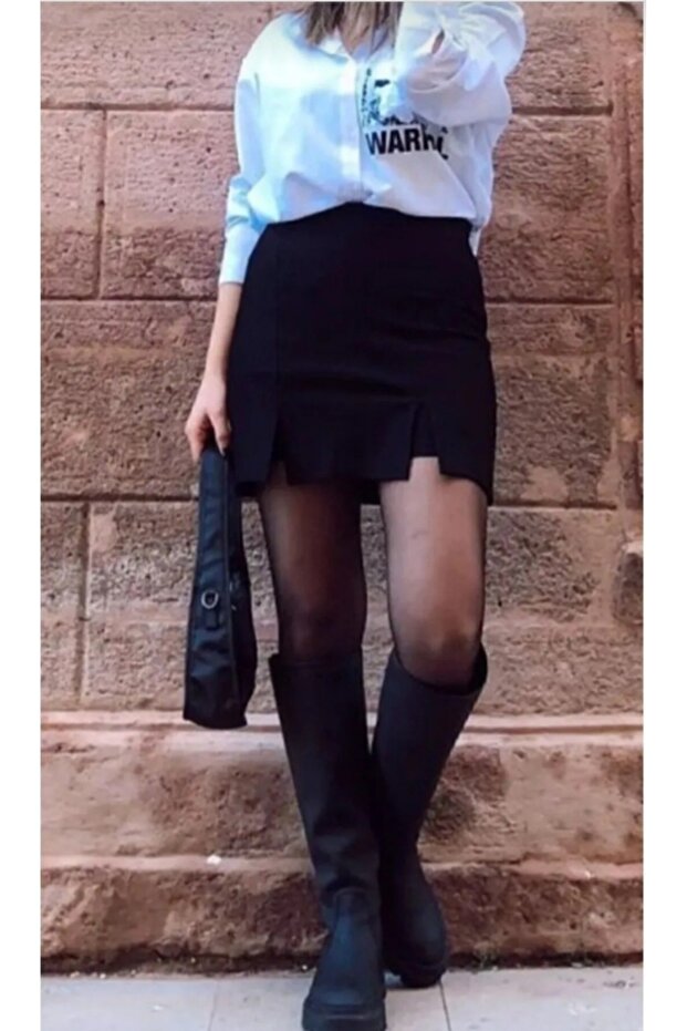 Back Skirt Look Double Slit Shorts Skirt