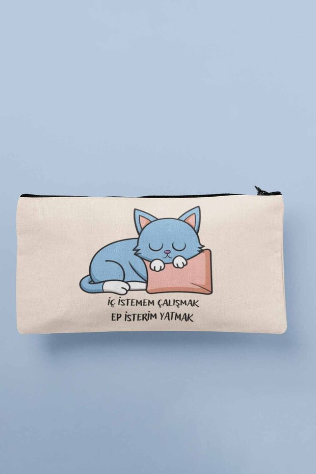 Cute Cat Printed Cloth Makeup Bag - Pen Holder Wallet for Work